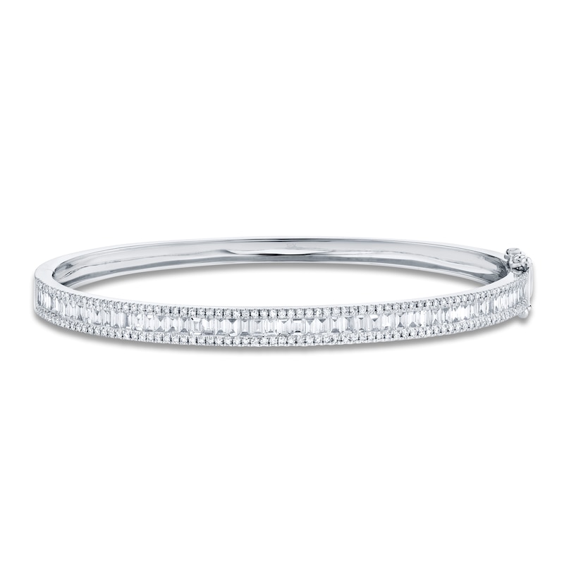 Main Image 1 of Shy Creation Baguette & Round Diamond Bangle Bracelet 1-5/8 ct tw 14K White Gold SC55004920ZS