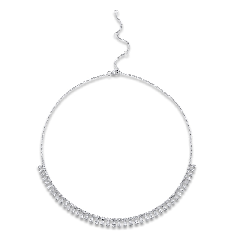 Main Image 1 of Shy Creation Pear-Shaped & Round-Cut Diamond Necklace 3-7/8 ct tw 14K White Gold 18" SC55019854