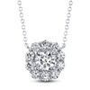 Thumbnail Image 1 of Shy Creation Diamond Scalloped Flower Halo Necklace 3/4 ct tw 14K White Gold 18" SC55022477