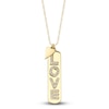 Thumbnail Image 1 of Shy Creation "Love" Vertical Bar & Heart Charm Necklace 1/10 ct tw 14K Yellow Gold 18" SC55022854