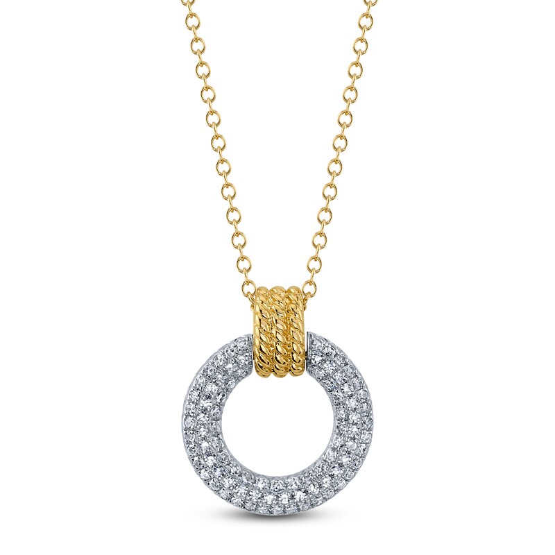 Main Image 1 of Shy Creation Diamond Doorknocker Necklace 1/6 ct tw 14K Two-Tone Gold 18" SC55024404