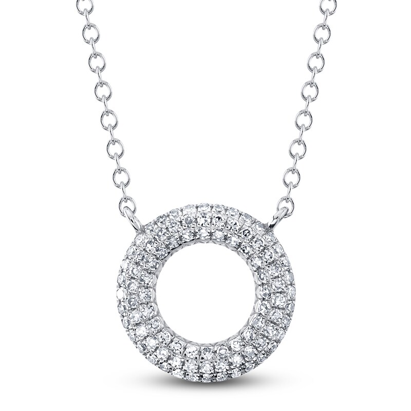 Main Image 1 of Shy Creation Diamond Open Circle Necklace 1/5 ct tw 14K White Gold 18" SC55024580