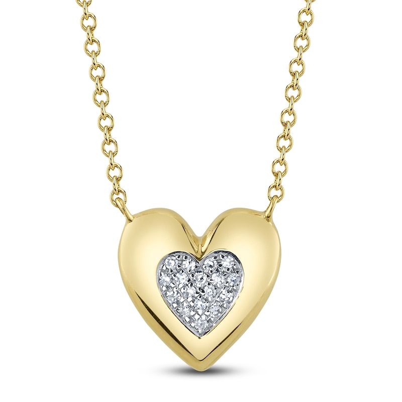 Main Image 1 of Shy Creation Diamond Accent Micro Pavé Center Heart Necklace 14K Yellow Gold 18" SC55025297RD