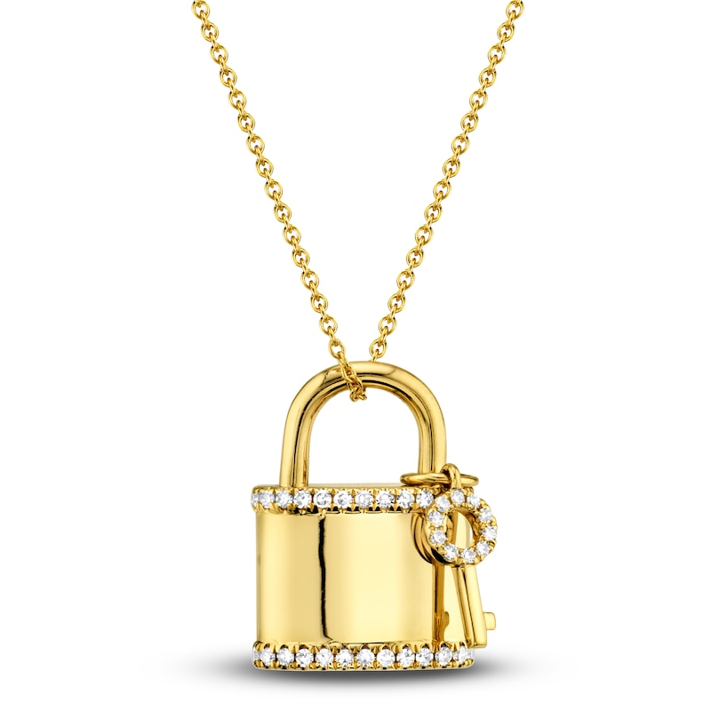 Main Image 1 of Shy Creation Diamond Lock & Key Necklace 1/5 ct tw 14K Yellow Gold 18" SC55006304