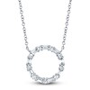 Thumbnail Image 1 of Shy Creation Baguette & Round-Cut Diamond Circle Necklace 1/4 ct tw 14K White Gold 18" SC55008725