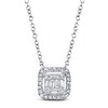 Thumbnail Image 1 of Shy Creation Baguette & Round-Cut Diamond Cushion Frame Necklace 1/6 ct tw 14K White Gold 18" SC55010020
