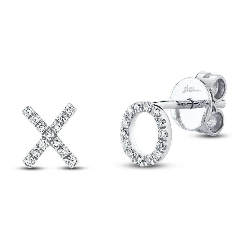 Main Image 1 of Shy Creation Diamond XO Stud Earrings 1/20 ct tw 14K White Gold SC55001319