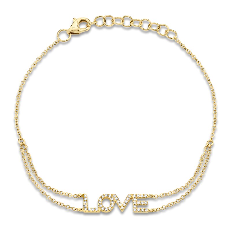 Main Image 1 of Shy Creation Diamond "Love" Layered Bracelet 1/10 ct tw 14K Yellow Gold 7" SC55001656