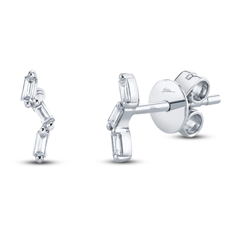 Main Image 1 of Shy Creation Baguette-Cut Diamond Trio Earrings 1/15 ct tw 14K White Gold SC55008018