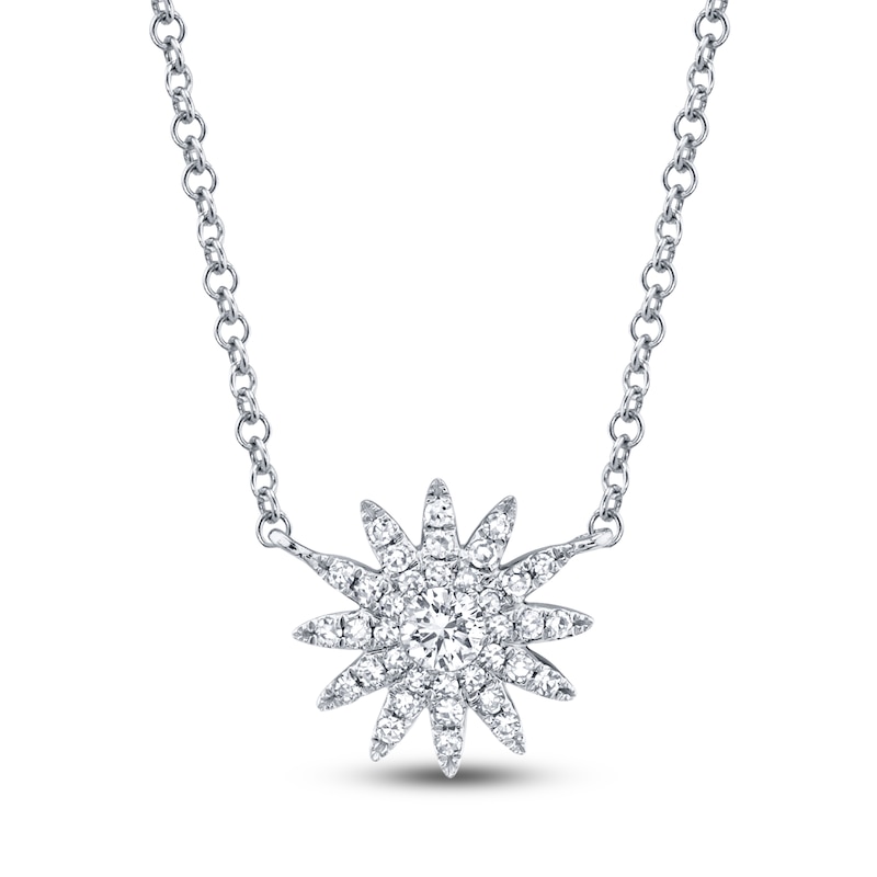 Main Image 1 of Shy Creation Diamond Starburst Necklace 1/8 ct tw 14K White Gold 18" SC55004911
