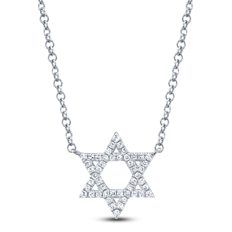 Main Image 1 of Shy Creation Diamond Star of David Necklace 1/10 ct tw 14K White Gold 18" SC55005241
