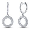 Thumbnail Image 1 of Shy Creation Diamond Open Circle Dangle Hoop Earrings 3/8 ct tw 14K White Gold SC55024577