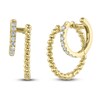 Thumbnail Image 1 of Shy Creation Diamond & Beaded Double Hoop Earrings 1/6 ct tw 14K Yellow Gold SC55025064