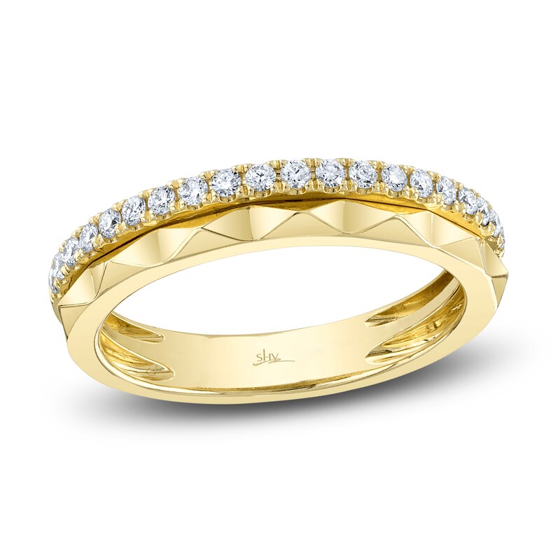 Main Image 1 of Shy Creation Diamond Angled Ring 1/4 ct tw 14K Yellow Gold SC55024880