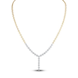 A. Link Diamond Y Necklace 2 ct tw Round 18K Yellow Gold 18&quot;