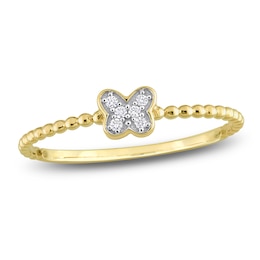 High-Polish Butterfly Ring Diamond Accent 14K Yellow Gold