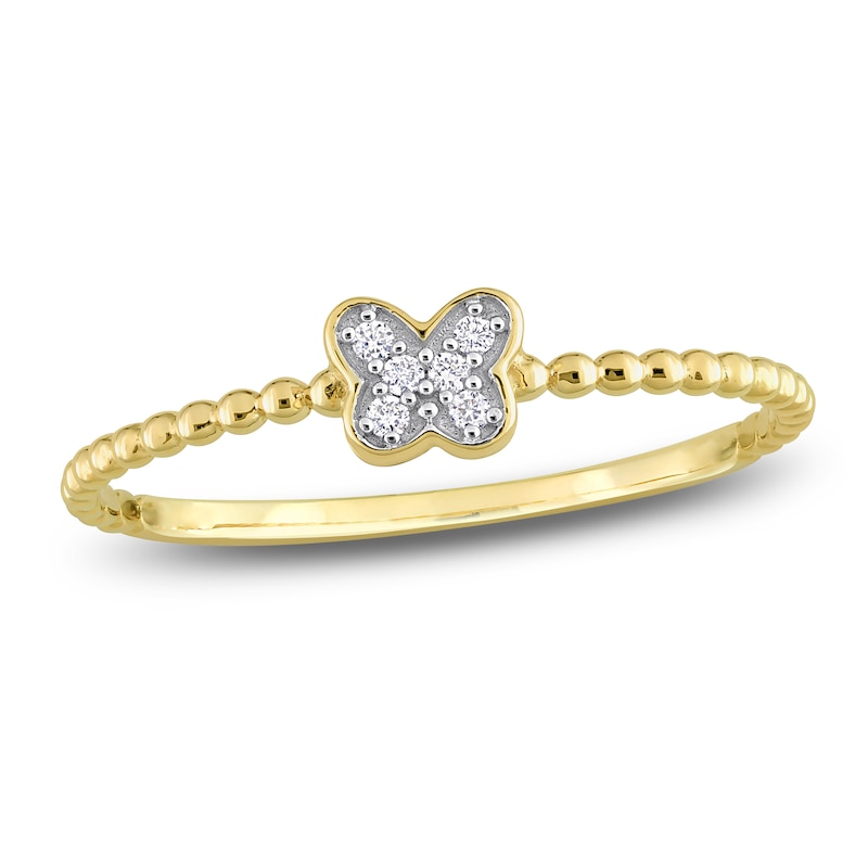 Main Image 1 of High-Polish Butterfly Ring Diamond Accent 14K Yellow Gold