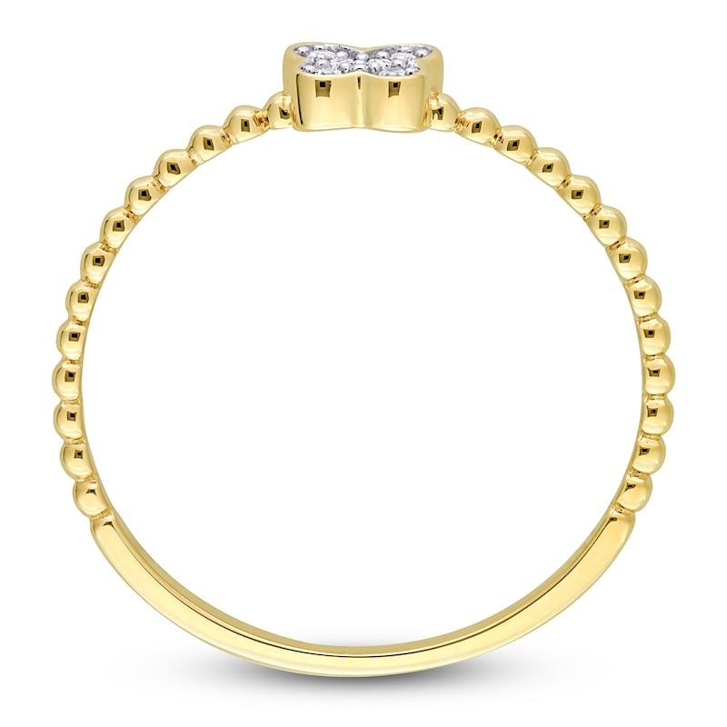 Main Image 3 of High-Polish Butterfly Ring Diamond Accent 14K Yellow Gold