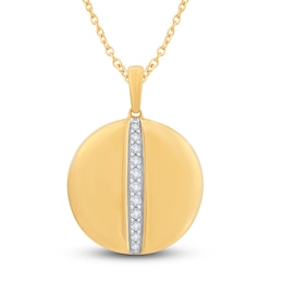 Diamond Circle Pendant Necklace 1/6 ct tw Round 14K Yellow Gold 18"