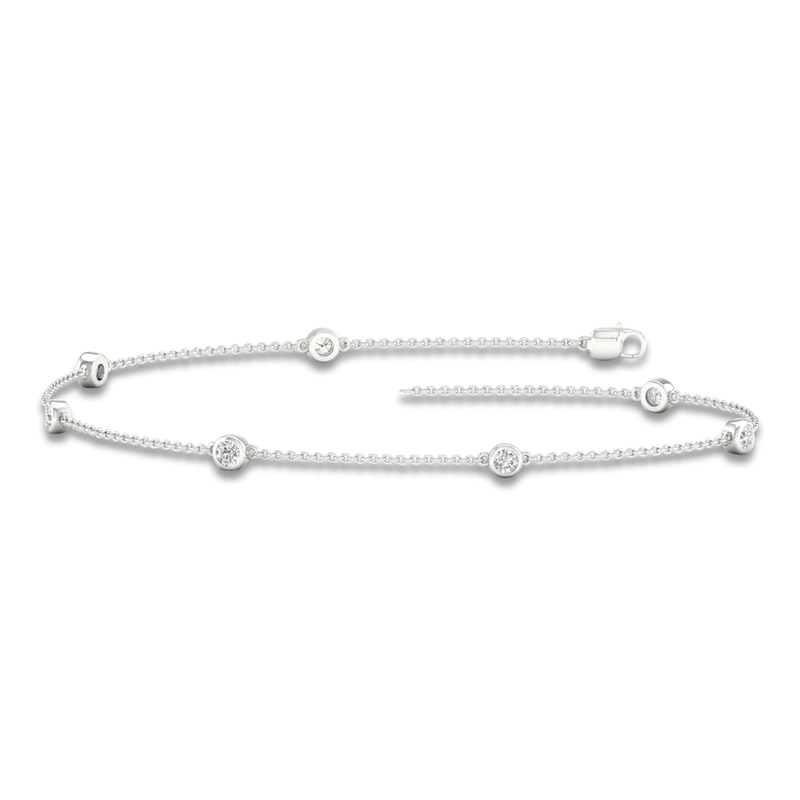 Main Image 1 of Lab-Grown Diamond Bezel Bracelet 1 ct tw 14K White Gold