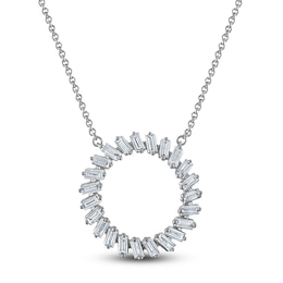 Baguette-Cut Diamond Pendant Necklace 1/2 ct tw 10K White Gold