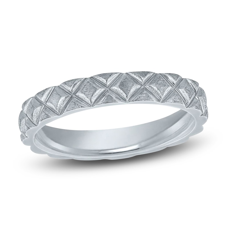 Main Image 1 of Kite-Patterned Wedding Band 14K White Gold 3.5mm