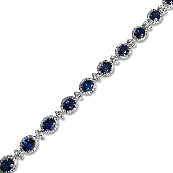 Natural Blue Sapphire Diamond Tennis Bracelet 213 ct tw 18K White Gold Natural Blue Sapphire Diamond Tennis Bracelet 213 ct tw 18K White Gold