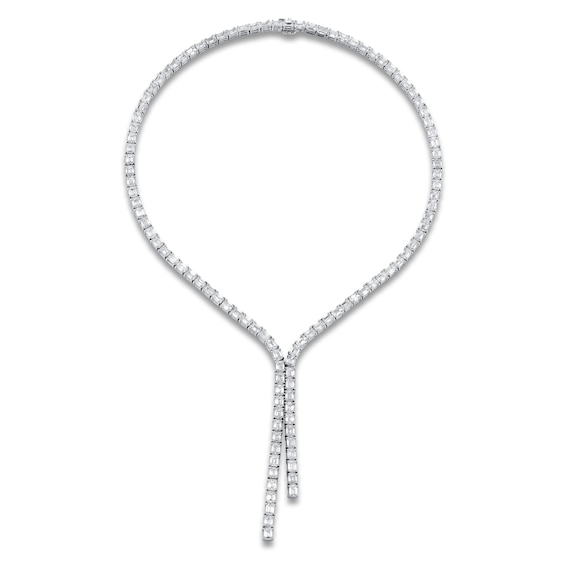 Jared Atelier X Shy EmeraldCut Diamond Lariat Necklace 3434 ct tw 18K White Gold 16