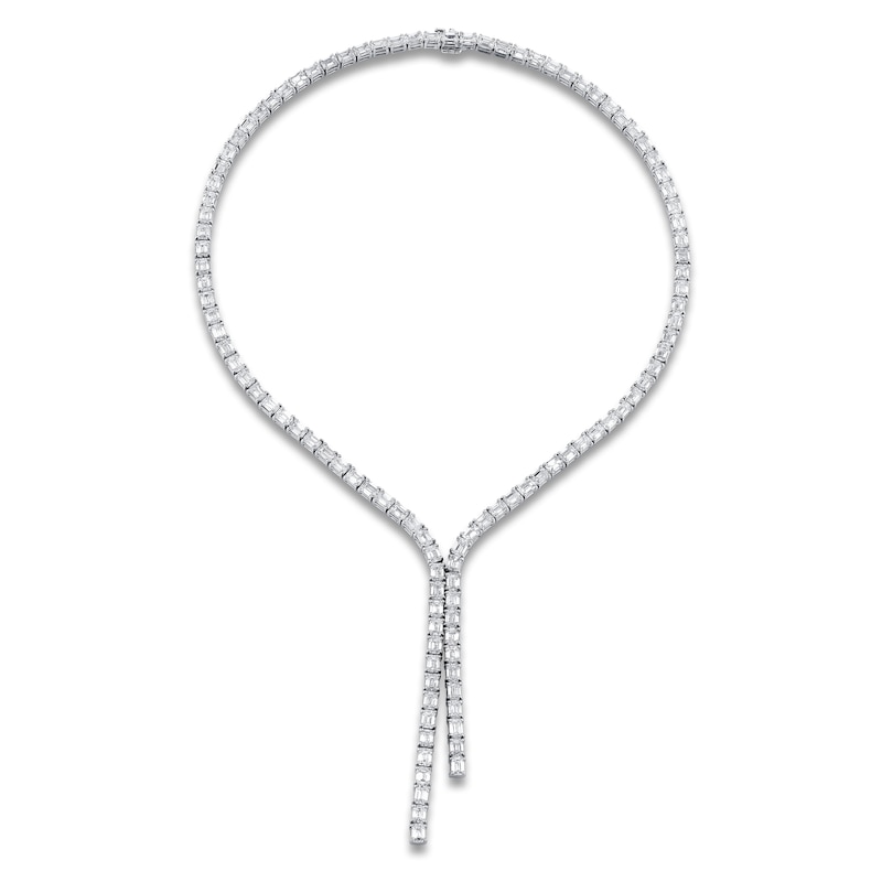 Jared Atelier X Shy Emerald-Cut Diamond Lariat Necklace 34-3/4 ct tw 18K White Gold 16"