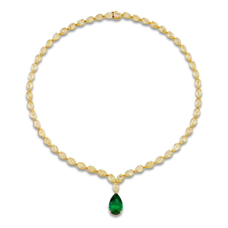 Jared Atelier X Shy PearShaped Natural Emerald & Diamond Necklace 281