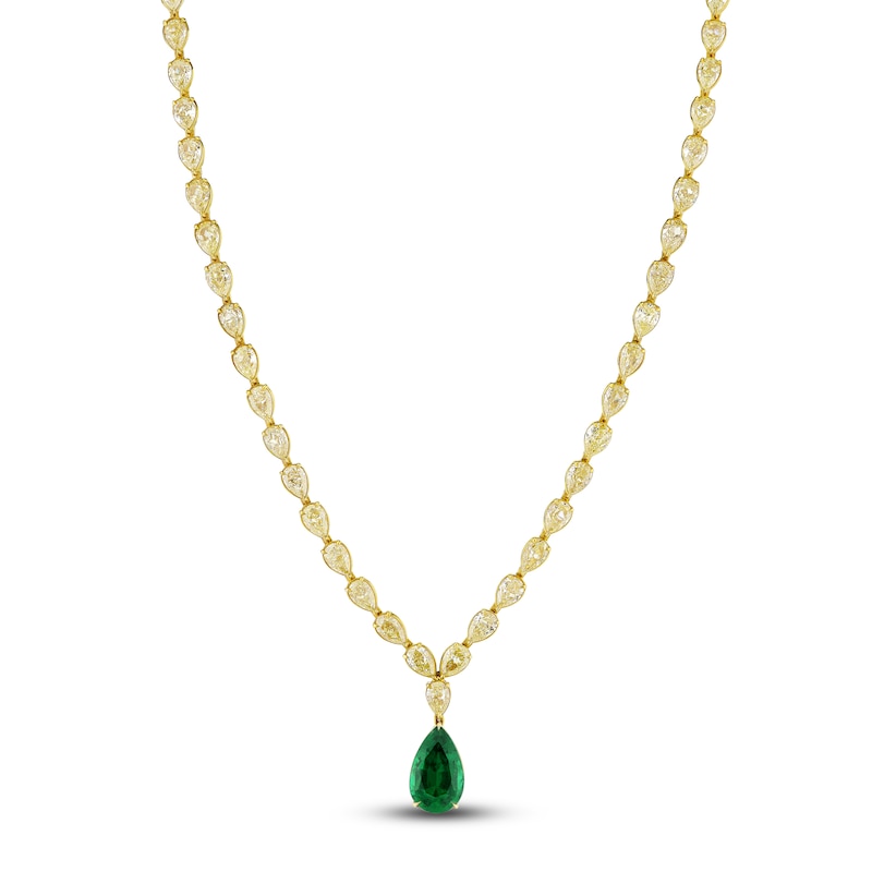 Jared Atelier X Shy PearShaped Natural Emerald & Diamond Necklace 281
