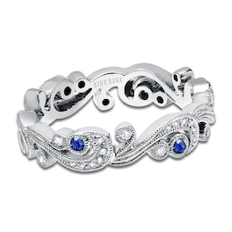 Kirk Kara Natural Blue Sapphire & Diamond Lace Wedding Band 1/8 ct tw 18K White Gold