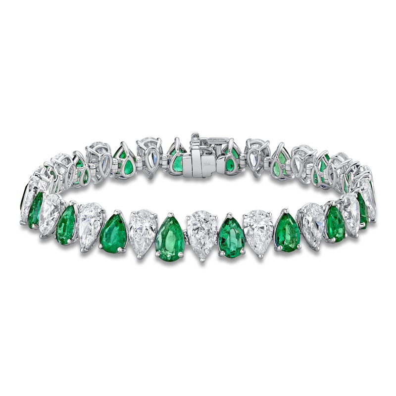 Main Image 1 of Jared Atelier X Shy Natural Emerald & Diamond Tennis Bracelet 13-1/4 carats Platinum