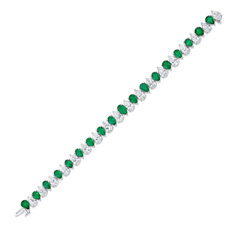 Main Image 2 of Jared Atelier X Shy Natural Emerald & Diamond Tennis Bracelet 13-1/4 carats Platinum