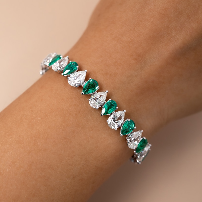 Main Image 5 of Jared Atelier X Shy Natural Emerald & Diamond Tennis Bracelet 13-1/4 carats Platinum