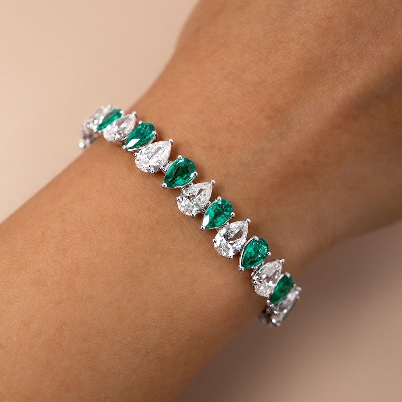 Jared Atelier X Shy Natural Emerald & Diamond Tennis Bracelet 13-1/4 carats Platinum