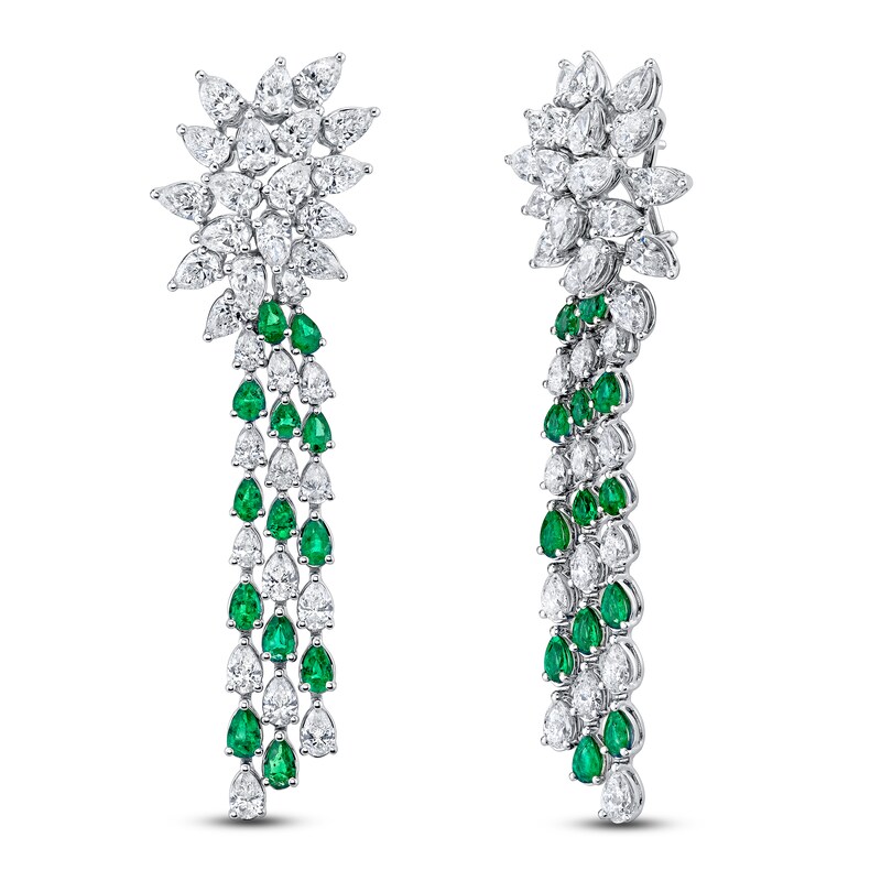 Main Image 1 of Jared Atelier X Shy Natural Emerald & Diamond Earrings 14-1/2 carats Platinum