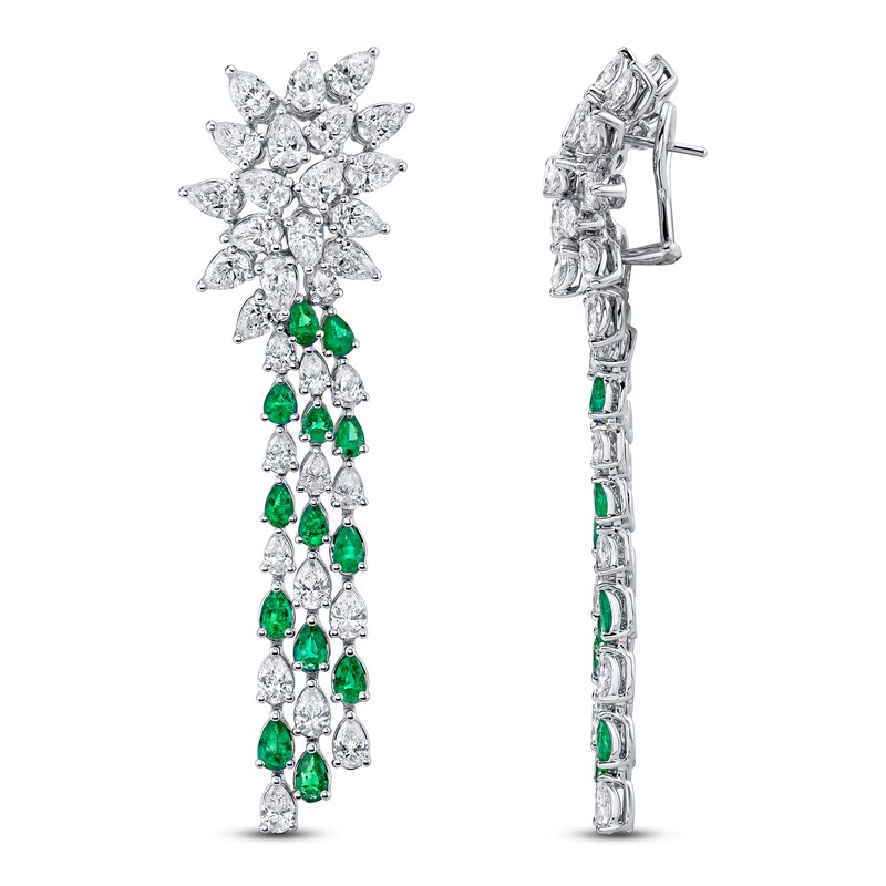 Main Image 3 of Jared Atelier X Shy Natural Emerald & Diamond Earrings 14-1/2 carats Platinum