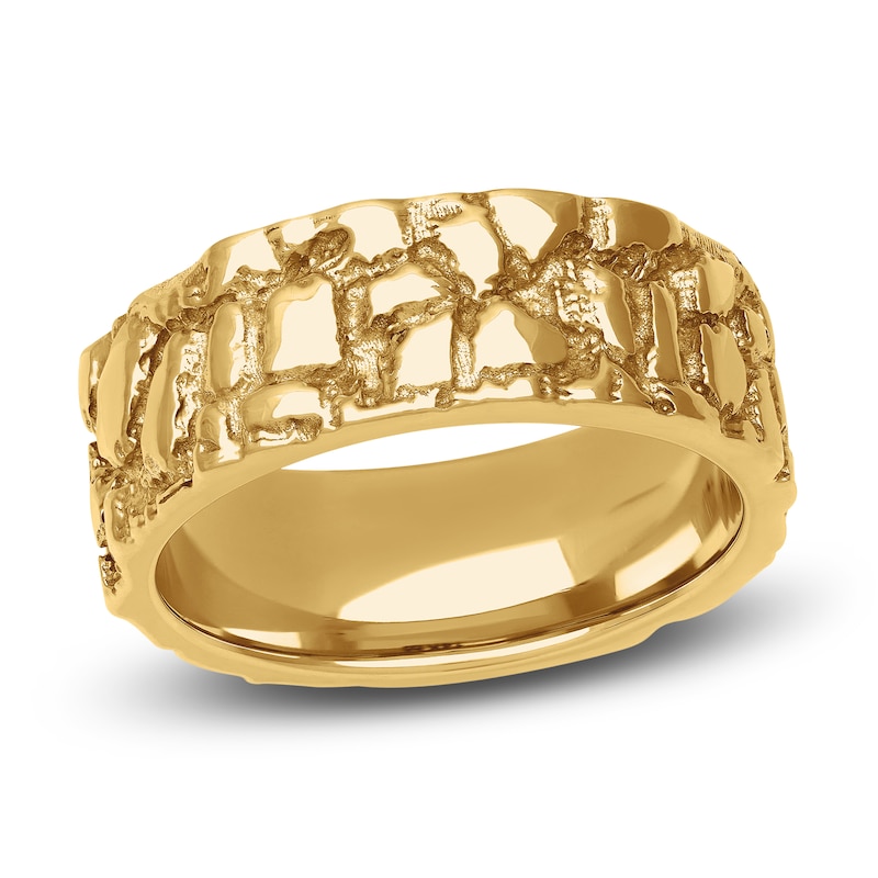 Main Image 1 of Men's Nugget Wedding Band 14K Yellow Gold 8mm