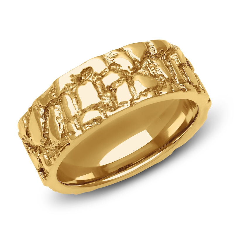 Main Image 2 of Men's Nugget Wedding Band 14K Yellow Gold 8mm