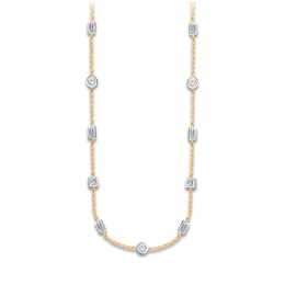 Kallati Round/Princess/ Baguette-Cut Diamond Necklace 5/8 ct tw 14K Yellow Gold 18"