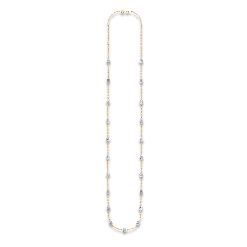 Main Image 2 of Kallati Round/Princess/ Baguette-Cut Diamond Necklace 5/8 ct tw 14K Yellow Gold 18"