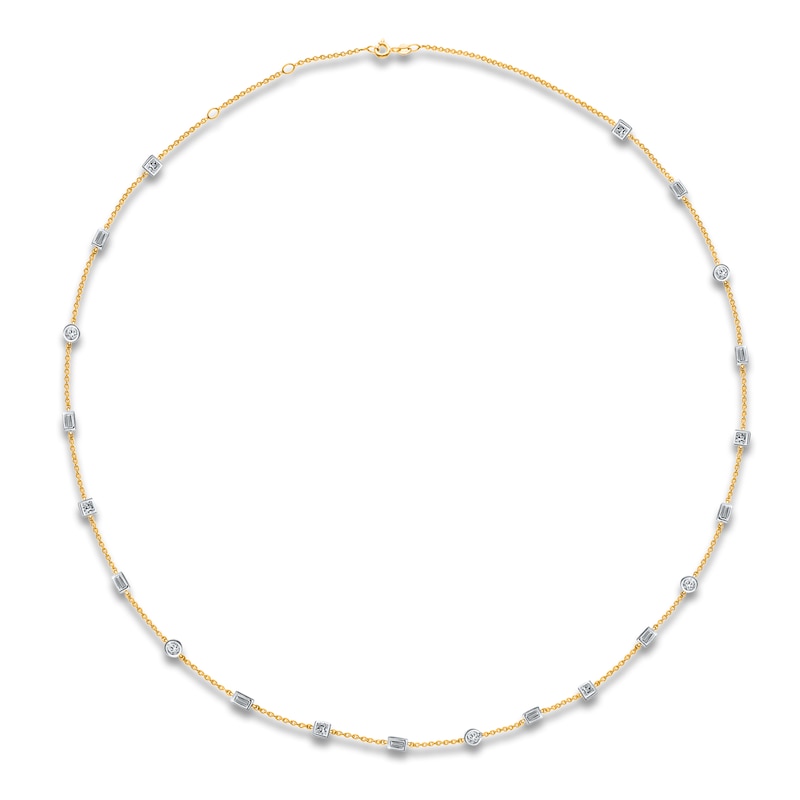 Main Image 3 of Kallati Round/Princess/ Baguette-Cut Diamond Necklace 5/8 ct tw 14K Yellow Gold 18"