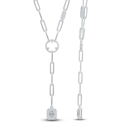 Kallati Baguette & Round-Cut Diamond Paperclip Necklace 3/4 ct tw 14K White Gold 16"