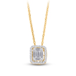 Kallati Baguette & Round-Cut Diamond Necklace 1/4 ct tw 14K Yellow Gold 18"