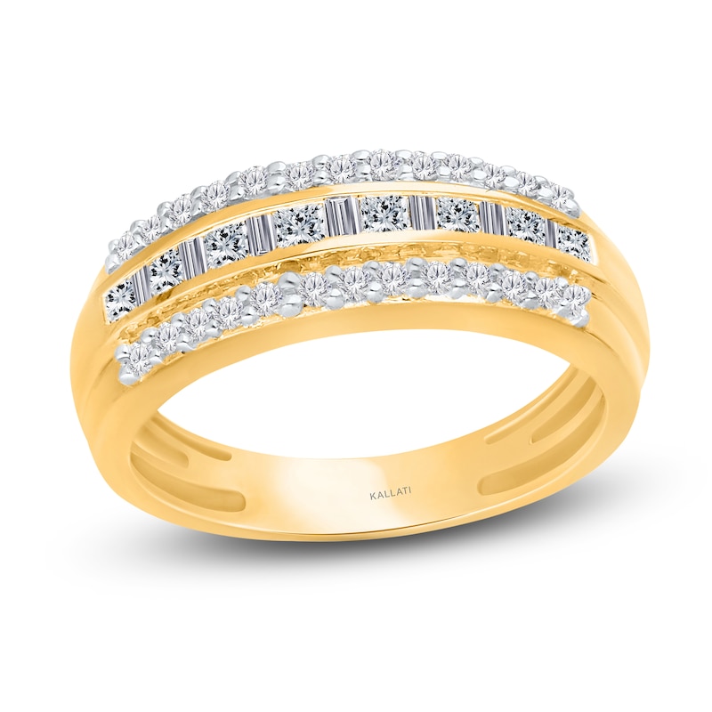 Main Image 1 of Kallati Princess, Baguette & Round-Cut Diamond Ring 1/2 ct tw 14K Yellow Gold