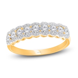 Kallati Diamond Scalloped Ring 7/8 ct tw Round 14K Yellow Gold