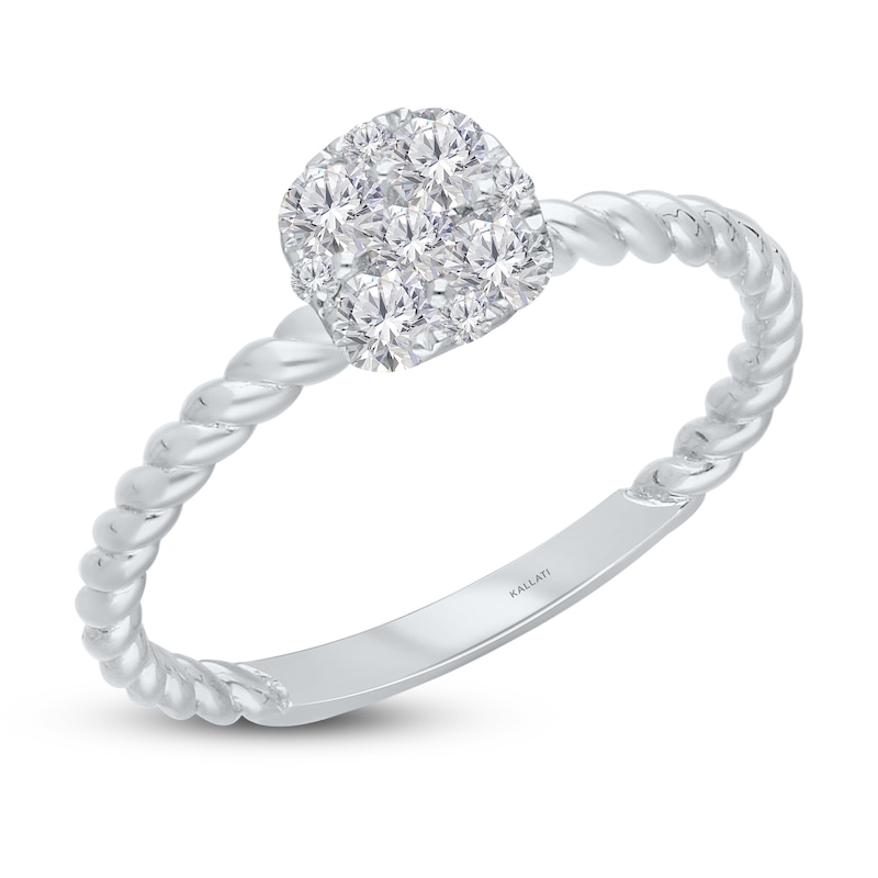 Main Image 2 of Kallati Multi-Diamond Cushion Ring 1/3 ct tw Round 14K White Gold