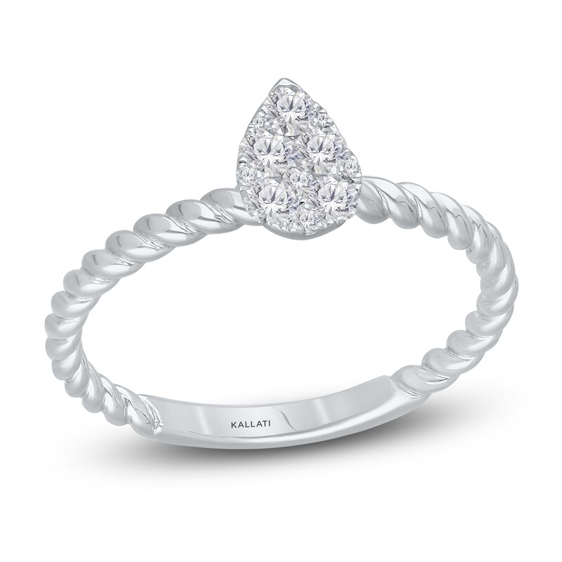 Main Image 1 of Kallati Multi-Diamond Pear Ring 1/4 ct tw Round 14K White Gold