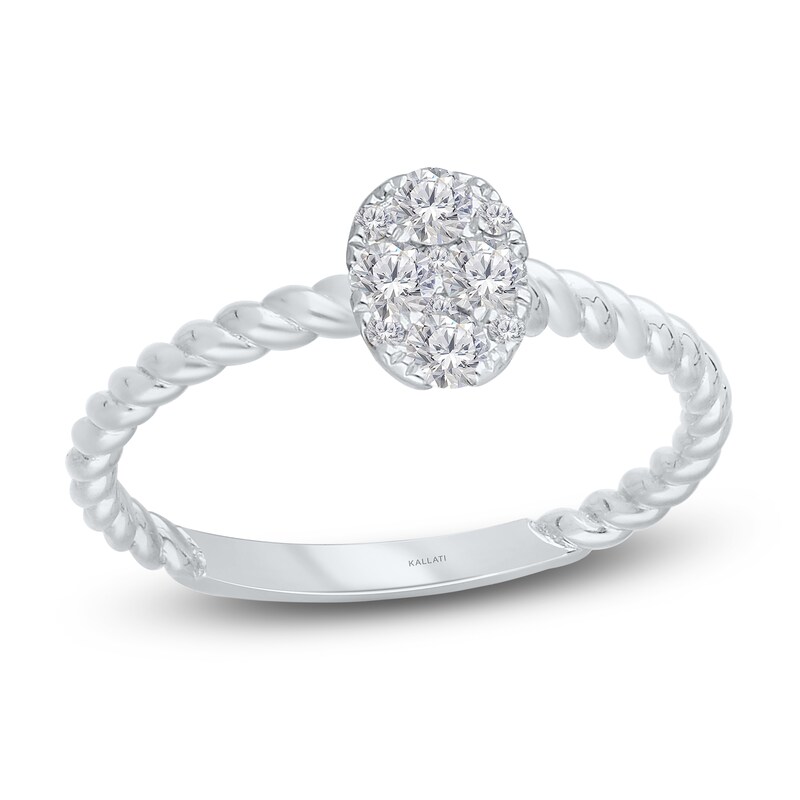 Main Image 1 of Kallati Multi-Diamond Oval Ring 1/4 ct tw Round 14K White Gold